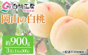 桃 2025年 先行予約 白桃 3玉 合計約900g （1玉約300g） もも モモ 岡山 国産 フルーツ 果物 ギフト 桃茂実苑 果肉 